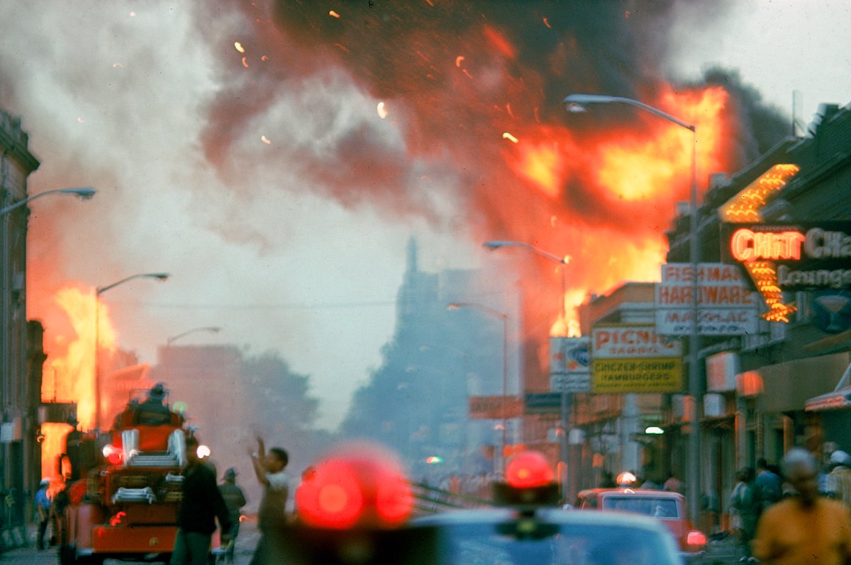 DETROIT, UNITED STATES - JULY 01:  Building burning during race riots in the city.  (Photo by Declan Haun/The LIFE Picture Collection/Getty Images)