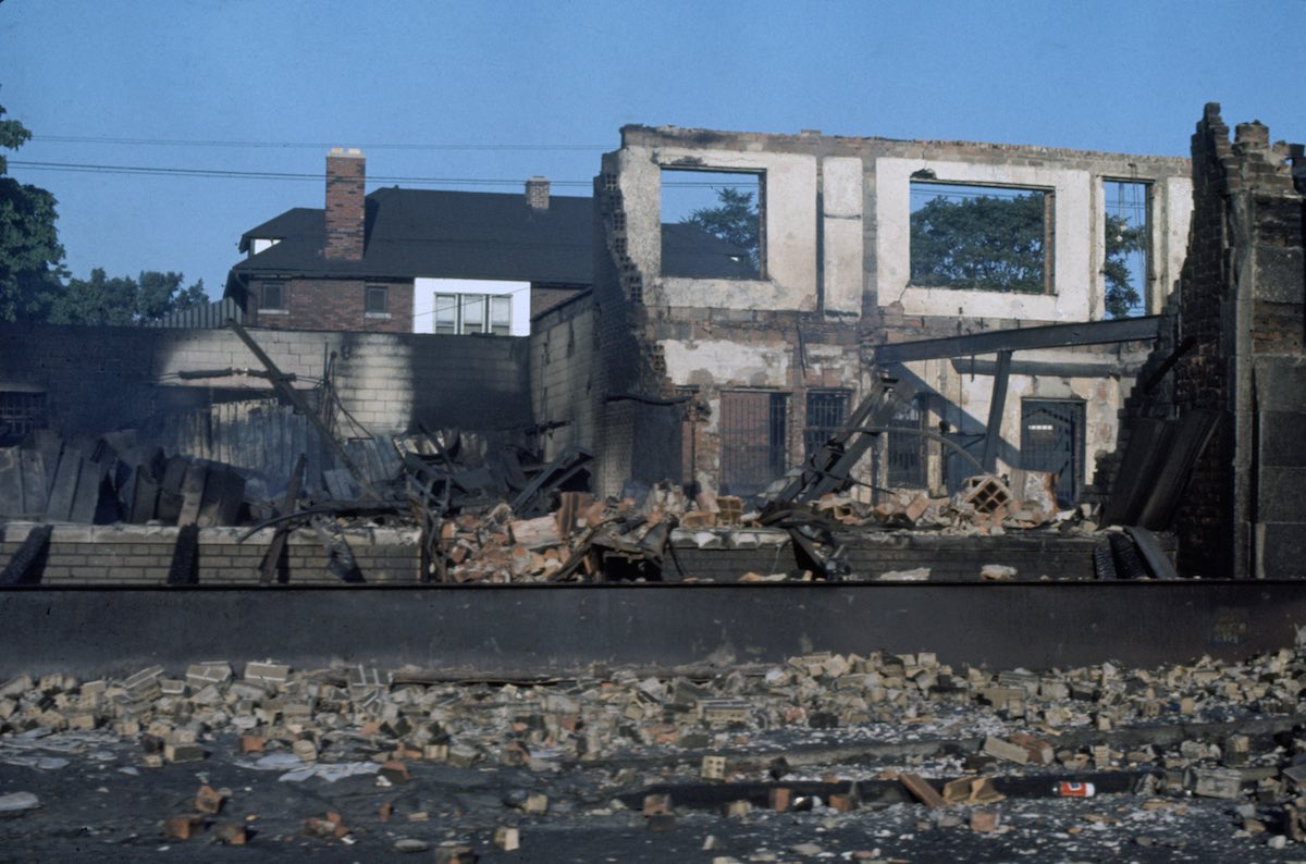 Subject: Abandoned and Burned out buildings from the Race Riots in Detroit, Michigan July 1967 Photographer- Lee Balterman Time Inc Owned Merlin-1153580