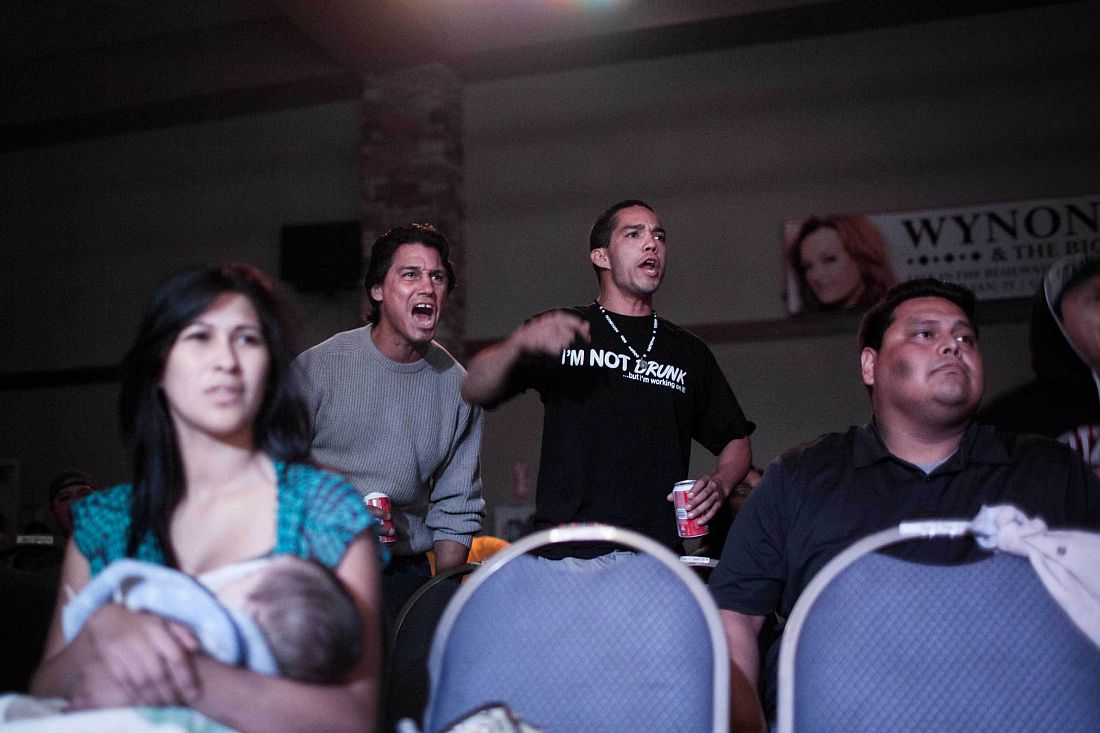 Crowd cheering young MMA fighters at United States Fight League(USFL) All-star Pankration show at Blue Water Casino in Parker, Arizona on 25th of October 2013. Photo: Miikka Pirinen
